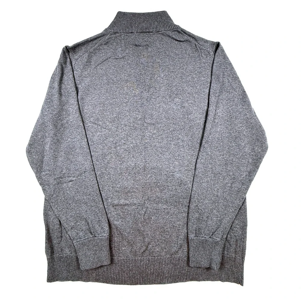Tailorbyrd Mens XLT Gray 100% Cotton Quarter Zip Pullover Sweater Navy Trim